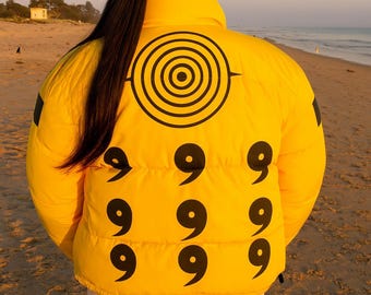 Kugeljacke | Six Paths Sage Mode Schwarz und Gelb Jacke | Unisex Wintermantel | Weihnachtsgeschenk-Jacke Warmer, gefütterter Kugelfisch-Mantel