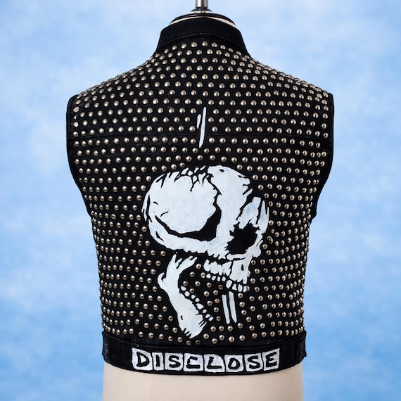 Studded Punk Battle Vest - Disclose & Blackgoat Black Denim Jacket