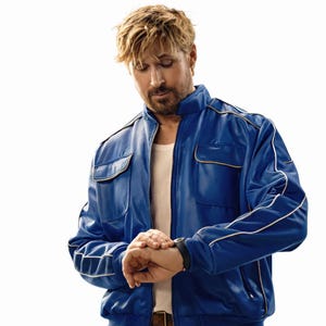 Men's Blue PU Leather Biker Jacket | Faux Leather Motorcycle Coat | Slim Fit Moto Outerwear | Gift for Him | Vegan Leather Jacket