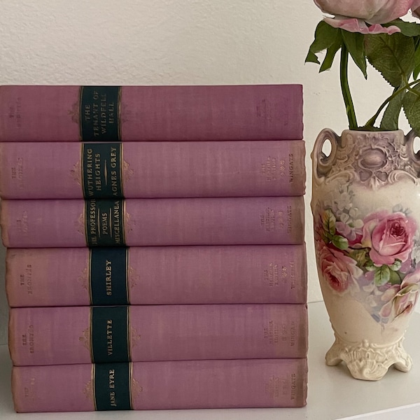 The BRONTES HEATHER EDITIONS; 1949 by Allan Wingate; Set of Six books in Pink Binding; Jane Eyre, Wuthering Heights, Etc