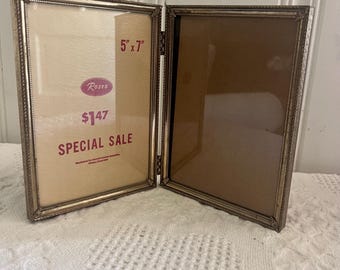 Podwójna rama na zdjęcia z zawiasami w stylu vintage, 13x18 cm | Składana rama na zdjęcia w kolorze srebrnym | Ramka ślubna | Ekspozycja stołowa