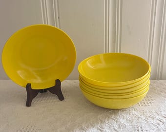 Juego de cuencos vintage de melamina amarilla / Cuencos de Texas Ware / Cocina retro / Vajilla de mediados de siglo / Decoración de cocina rústica / Libree Finds