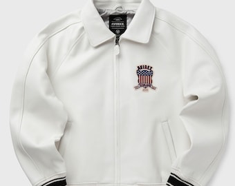 Avirex Icon Cowhide Leather A1 BOMBER Jacket Mens All White New ALL SIZES Unisex