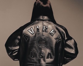 Avirex Icon Leather A1 BOMBER Jacket Mens All Black New ALL SIZES Unisex