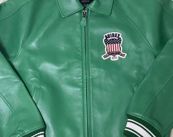 Avirex Icon Leather A1 BOMBER Jacket Mens All Green New ALL SIZES Unisex