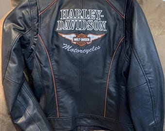 Chaqueta de motociclista Harley Davidson CLASSIC CRUISER negra para mujer - 100% cuero genuino para motocicleta
