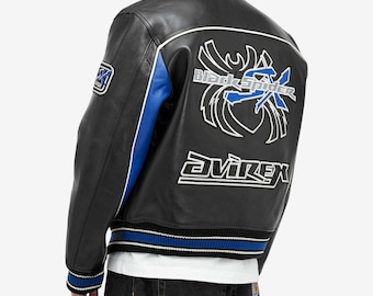 AVIREX Aviator Spider Icon Leather A1 Bomber Jacket Mens Unisex