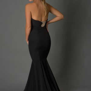 Couture Black Formal Gown, Mermaid Gown, Silk Crepe Contemporary Evening Gown, Unique image 3