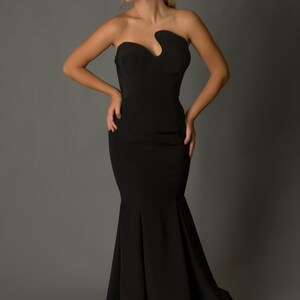 Couture Black Formal Gown, Mermaid Gown, Silk Crepe Contemporary Evening Gown, Unique image 2