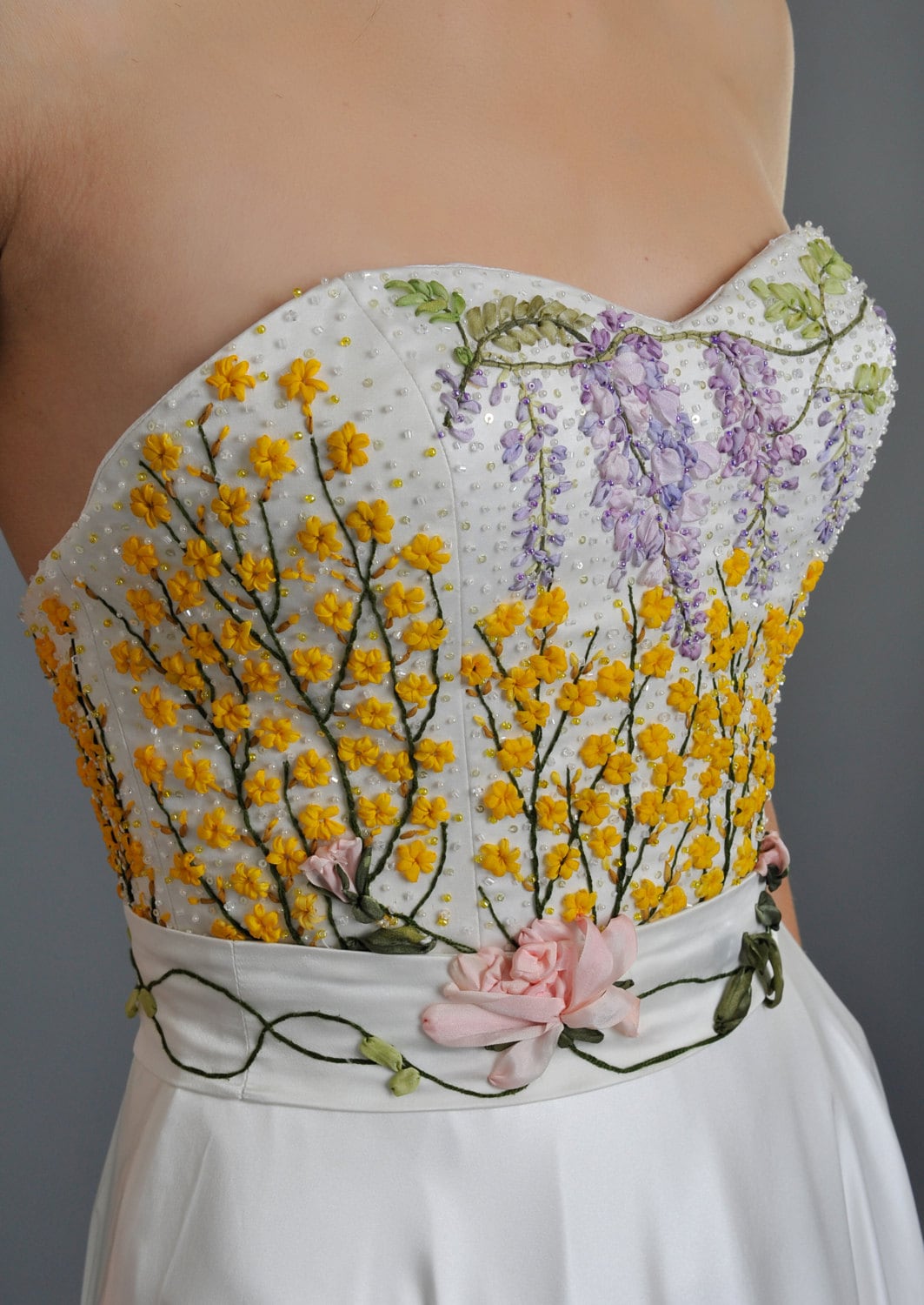 Bridal Separates Wisteria Corset Silk Ribbon Embroidered | Etsy