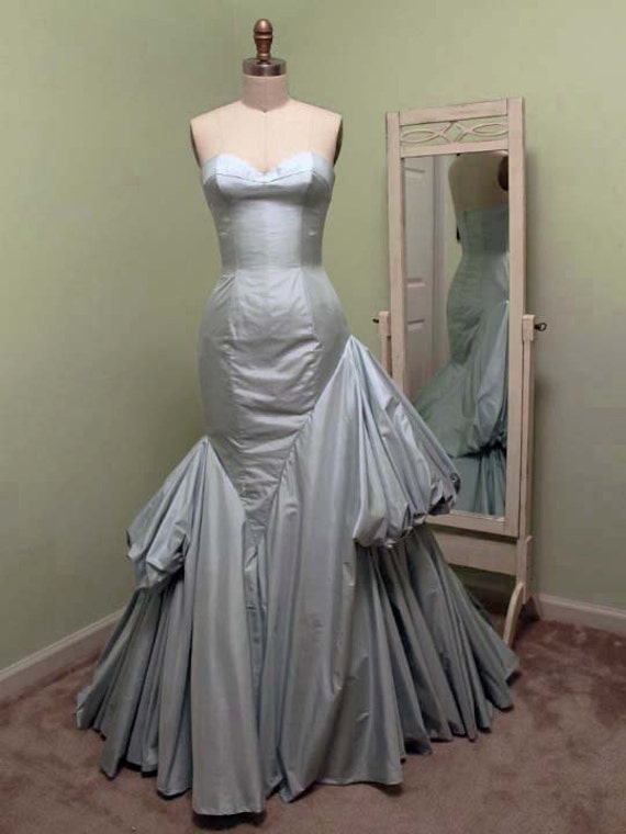 Formal Gown Wedding Gown Asymetrical Silk Mermaid Gown In Etsy