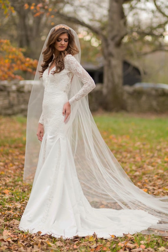 long sleeve bling wedding dress