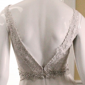 Vintage Inspired Wedding Dress Ivory Wedding Gown Low Back Lace Bodice Dress with Deep V Neckline image 5