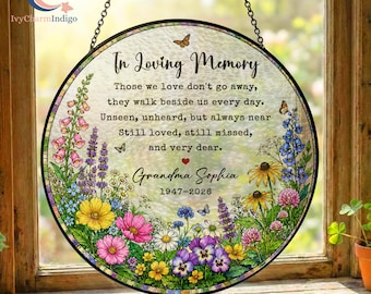 Memorial Sympathy Gift Stained Glass Suncatcher, Family Memorial Ornament Loss Of Mom Gift, Dad Remembrance Gift, In Loving Memory, Mom Loss