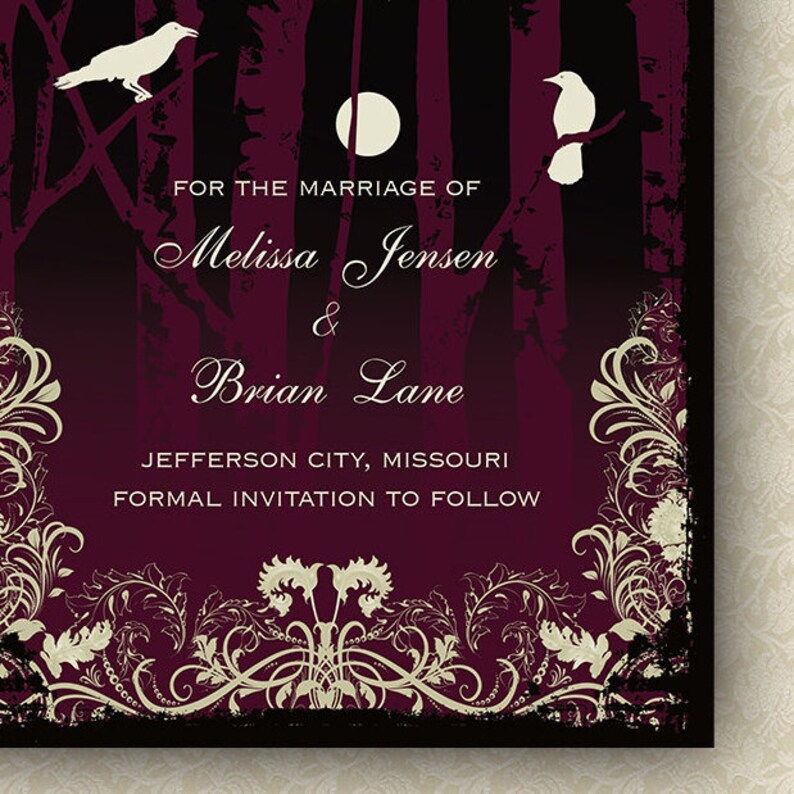 Halloween Wedding Save the Date Cards Elegant Gothic
