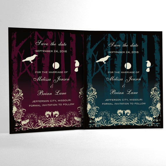 halloween wedding save the date cards elegant gothic wedding etsy