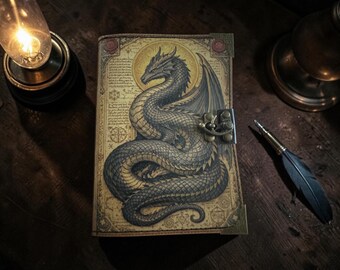 ドラゴン写本ジャーナル｜古代巻物革ノート｜ファンタジー魔導書日記｜魔法使いの呪文書ギフト