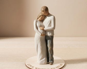 Expectant Parents Gift, Hand Painted Resin Sculpture, Pregnancy Announcement Keepsake, New Mom and Dad Home Decor, Baby Shower Gift Statue