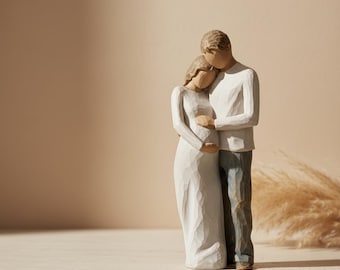 Geschenk für werdende Eltern, handbemalte Harzskulptur, Schwangerschaftansage Andenken, neue Mutter und Vater Wohnkultur, Babyparty Geschenk Statue