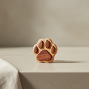 Natural Wood Paw Print Cabinet Knob, Handmade Dog Cat Paw Drawer Pull for Nursery Decor, Animal Lover Gift, Cute Wood Furniture Hardware