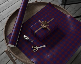 Classic Plaid Wrapping Paper | Vintage Preppy Gift Wrap | Navy Red Check Holiday Paper | Heritage Style