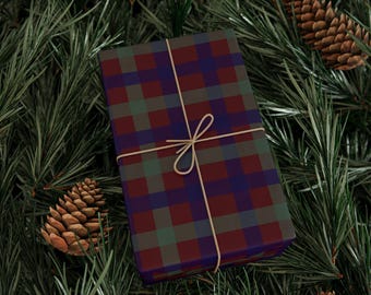Ralph Lauren Inspired Plaid Wrapping Paper | Vintage Preppy Gift Wrap | Burgundy Navy Green Check Holiday Paper | Timeless Style