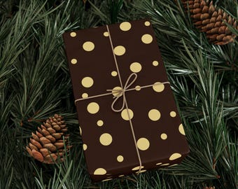 Brown Polka Dot Wrapping Paper | Neutral Gift Wrap Roll for Winter Gatherings Birthday Surprises Elegant Seasonal Exchanges