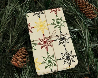 Star Pattern Christmas Wrapping Paper | Bright Colorful Star Gift Wrap Cute Gift Wrap Christmas Decor Elegant Gift Wrap Birthday Party