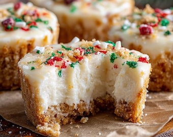 Receta de bocaditos de tarta de queso con galletas de azúcar (PDF): Postre navideño sin horno (Descarga digital)