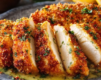 Parmesan Crusted Chicken Recipe: Lemon Butter Baked Chicken Dinner (Digital Download)