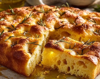 Rosemary Focaccia Recipe: Italian Olive Oil Flatbread with Sea Salt (Digital Download PDF)