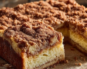 Receta de pastel de café con streusel de canela: postre de pastel húmedo con cobertura crujiente (descarga digital en PDF)