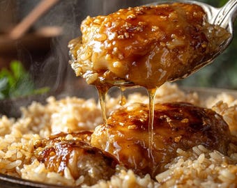 Receta de pollo y arroz al horno con miel y ajo (PDF): Cena fácil en una sola olla (Descarga digital)