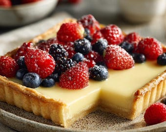 Receta de tarta de crema pastelera con vainilla: Clase magistral de repostería elegante con frutas (PDF digital)