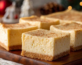 Barritas de tarta de queso con ponche de huevo y corteza de nuez moscada: Postre cremoso navideño – Repostería navideña (Descarga digital)