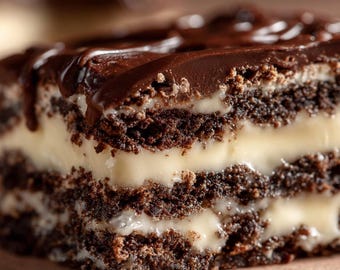 Pastel de galletas de chocolate con crema de vainilla: Receta fácil de postre sin horno (Descarga digital en PDF)