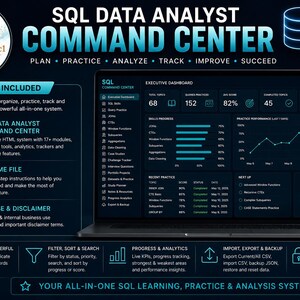 SQLデータアナリストコマンドセンター | SQL学習プランナー、クエリ練習、ポートフォリオプロジェクト＆面接トラッカー | インタラクティブHTMLダッシュボード 画像 13