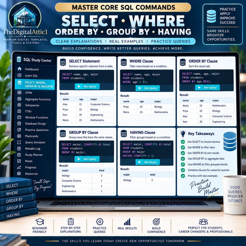 SQL Cheat Sheets + Interactive Database Practice Tracker image 5