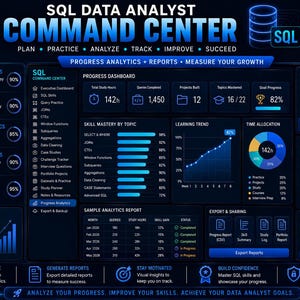 SQLデータアナリストコマンドセンター | SQL学習プランナー、クエリ練習、ポートフォリオプロジェクト＆面接トラッカー | インタラクティブHTMLダッシュボード 画像 11