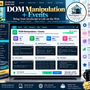 JavaScript Cheat Sheet Bundle + Interactive Coding Practice Tracker immagine 7