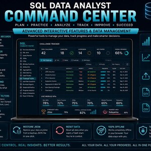 SQLデータアナリストコマンドセンター | SQL学習プランナー、クエリ練習、ポートフォリオプロジェクト＆面接トラッカー | インタラクティブHTMLダッシュボード 画像 15