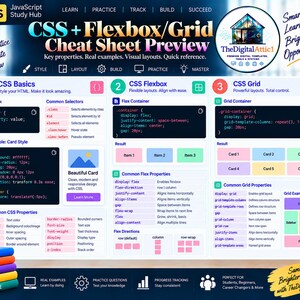 HTML + CSS Cheat Sheet Bundle + Interactive Web Design Practice Tracker image 18