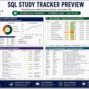SQL Cheat Sheet Bundle | SQL Study Guide | Database Queries JOINs CTEs | Data Analyst Computer Science Student Notes image 5