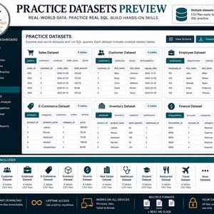 Pacchetto di fogli riassuntivi SQL + strumento di monitoraggio della pratica delle query / Guida allo studio SQL immagine 8