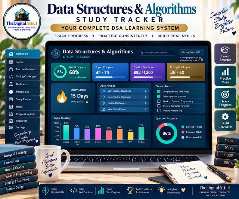 Data Structures & Algorithms Cheat Sheets + Coding Tracker imagen 3