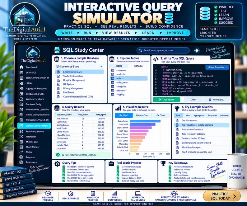 SQL Cheat Sheets + Interactive Database Practice Tracker image 13