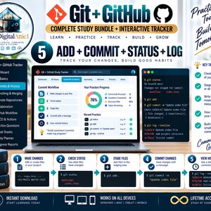 Git + GitHub Cheat Sheets + Interactive Version Control Tracker image 5