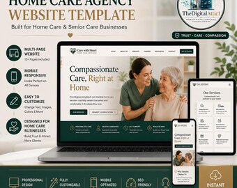 Home Care Agency Website Template | Senior Care & Caregiver Website | Professional Home Health Care Business Website Design