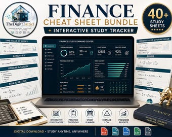 Finance Cheat Sheet Bundle + Interactive Study Tracker