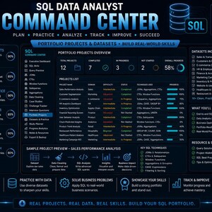 SQLデータアナリストコマンドセンター | SQL学習プランナー、クエリ練習、ポートフォリオプロジェクト＆面接トラッカー | インタラクティブHTMLダッシュボード 画像 9